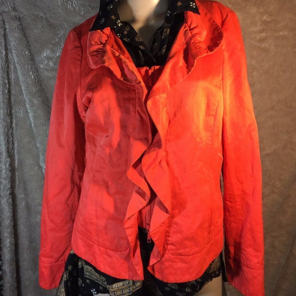 Lafayette 148 Orange Blazer Sz 10 Pocket